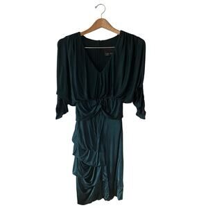 Yigal Azrouel Jade Green Bat Wing Ruched Dress Size 0